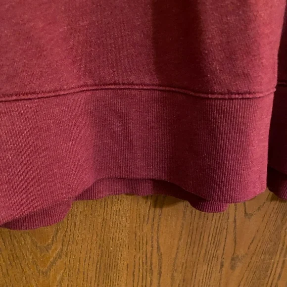 Time and Tru Women's Tunic Crew Neck, French Terry Sweatshirt, Burgundy, XXL - Picture 7 of 8